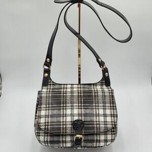 Patricia Nash London Saddle‎ Bag Plaid Black White Purse Heritage Fall